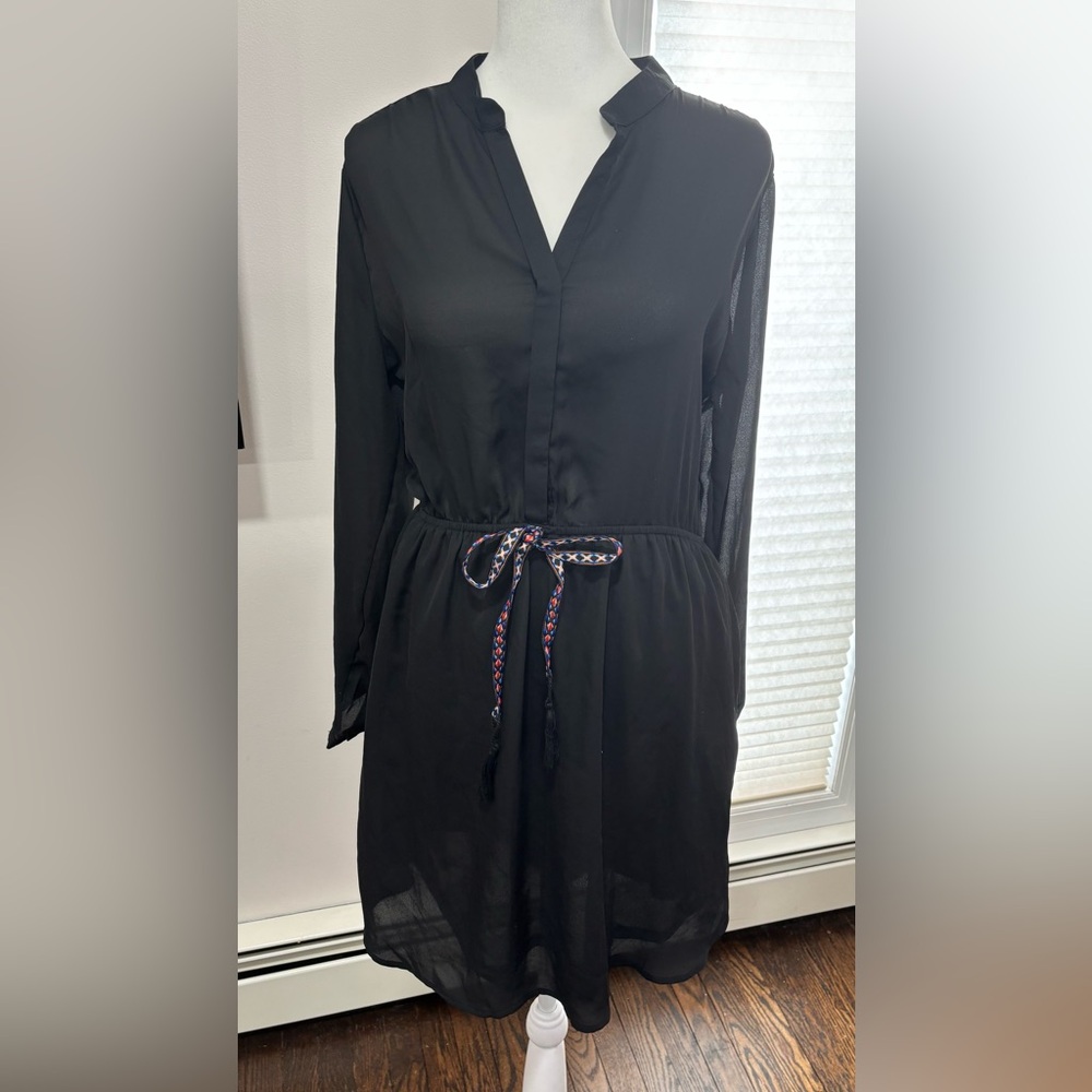 Xhilaration Black Long Sleeve swim cover up Dress size M